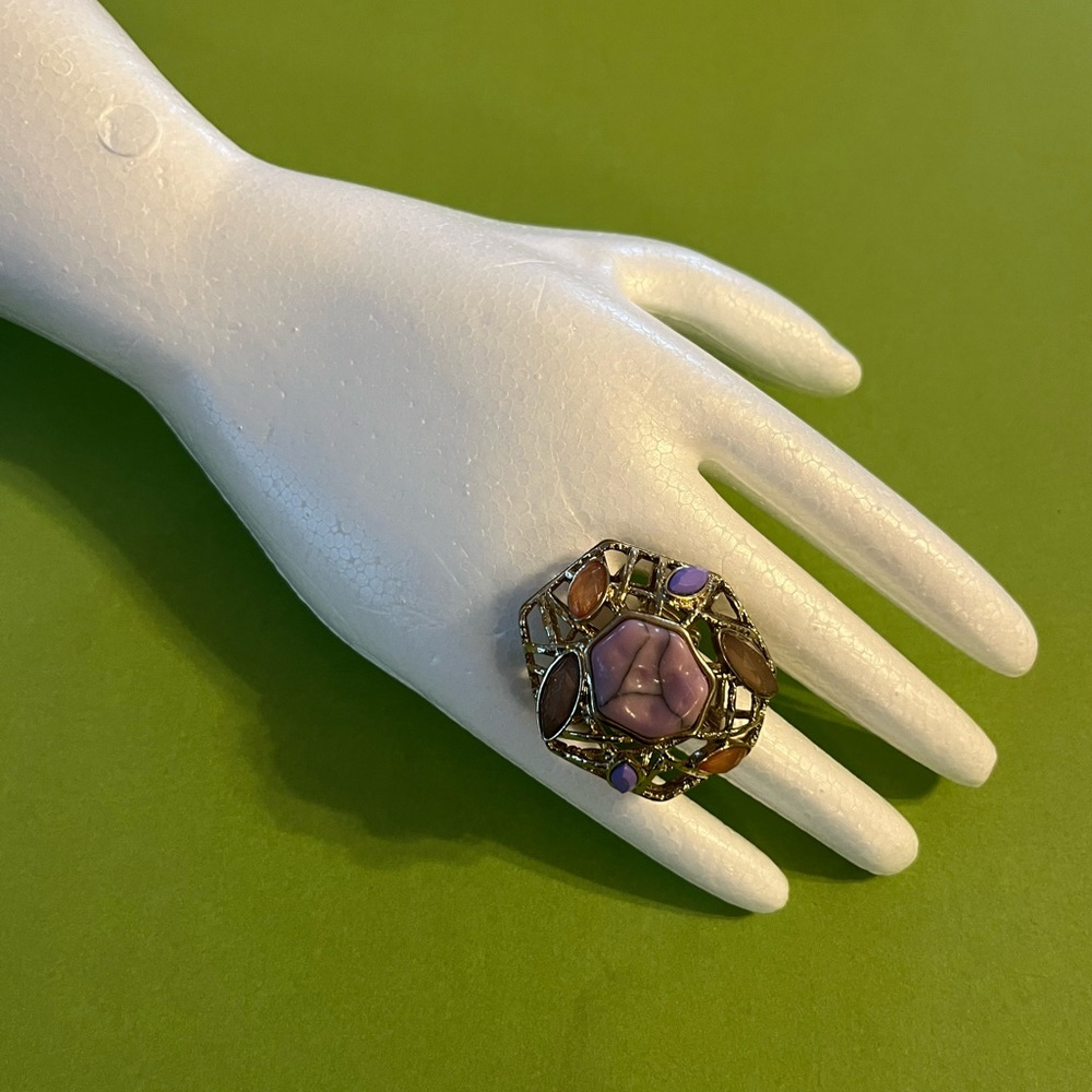 Lavender And Multicolored Bead Statement Stretch … - image 3